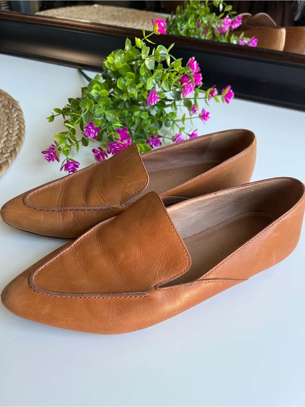 Madewell Francis Camel Tan/Brown Pointed Casual Leather Flats